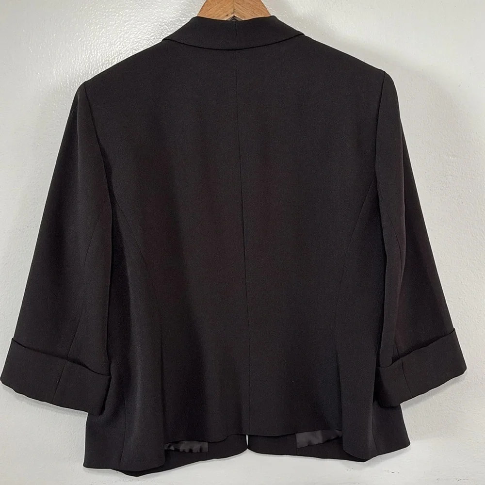 Jones Studio Chic Black Open-Front Cropped Blazer Jacket Size 14